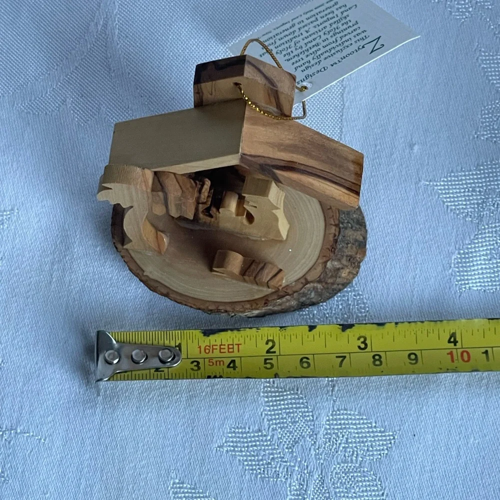 Hand Carved Olive Wood Nativity Ornament Holy Family Crèche Bethlehem Made